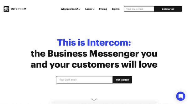 intercom live chat software and service